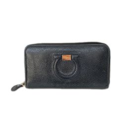〇〇 Ferragamo フェラガモ レディース 長財布 ガンチーニ ネイビー Cランク