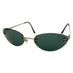  CHANEL シャネル 4003 c.103/71 リムレス ココマーク アイウェア サングラス シルバー Bランク