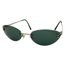 〇〇 CHANEL シャネル 4003 c.103/71 リムレス ココマーク アイウェア サングラス シルバー Bランク