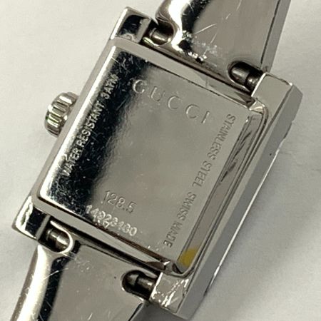  GUCCI グッチ 128.5 Gフレーム スクエア バングルウォッチ 腕時計 シルバー x ピンク