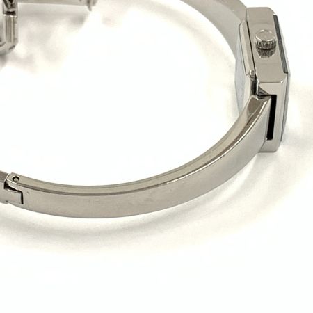  GUCCI グッチ 128.5 Gフレーム スクエア バングルウォッチ 腕時計 シルバー x ピンク