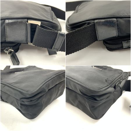  PRADA プラダ 斜め掛け ナイロン レザー ショルダーバッグ  ブラック