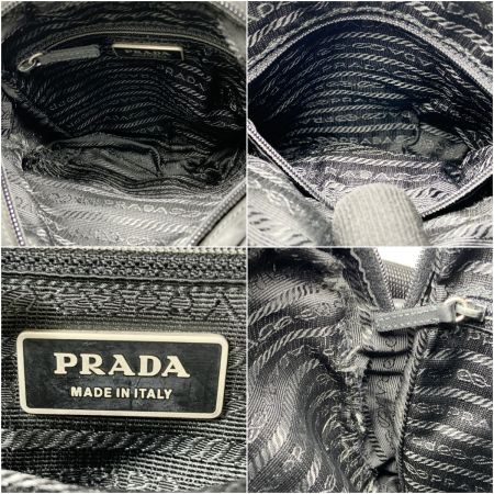  PRADA プラダ 斜め掛け ナイロン レザー ショルダーバッグ  ブラック
