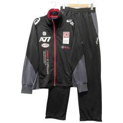 〇〇 asics アシックス メンズ トレーニング ジャケット パンツ ジャージ セットアップ サイズO XAT13E ブラック Aランク