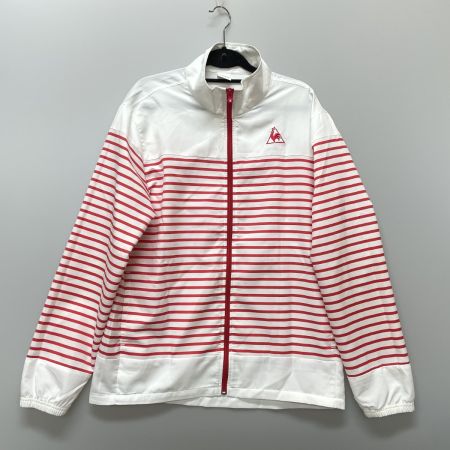  le coq sportif ルコックスポルティフ メンズ クロスジャケット サイズO QB-570561 ホワイト×レッド