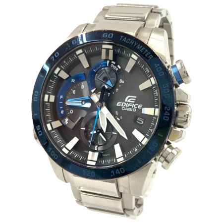  CASIO カシオ エディフィス レースラップクロノグラフ ソーラークォーツ 腕時計 EQB-800 ブルー x シルバー