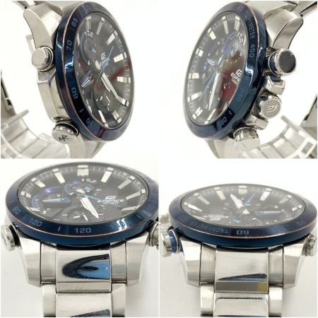  CASIO カシオ エディフィス レースラップクロノグラフ ソーラークォーツ 腕時計 EQB-800 ブルー x シルバー