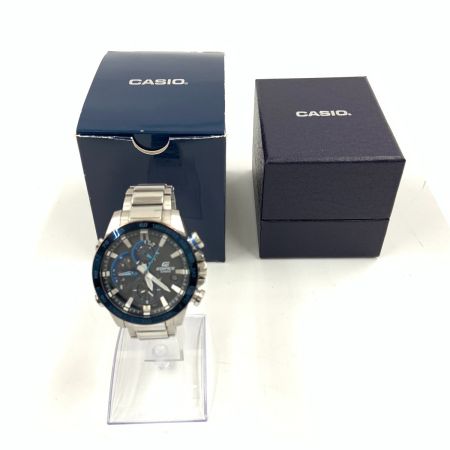  CASIO カシオ エディフィス レースラップクロノグラフ ソーラークォーツ 腕時計 EQB-800 ブルー x シルバー