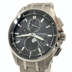 〇〇 CITIZEN シチズン アテッサ ダイレクトフライト ムーンフェイズ ソーラー電波 腕時計 H874-005HK01 シルバー Bランク