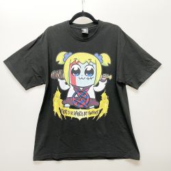 〇〇 SPIKE RECORDINGS HISASHI×ポプテピピック レディース Tシャツ  ブラック Bランク