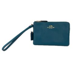 COACH コーチ クロスグレイン レザー コーナー ジップ リストレット  小物入れ ポーチ F54626 エメラルドグリーン Bランク