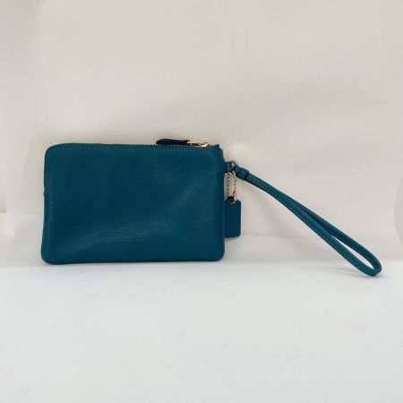 COACH コーチ クロスグレイン レザー コーナー ジップ リストレット  小物入れ ポーチ F54626 エメラルドグリーン