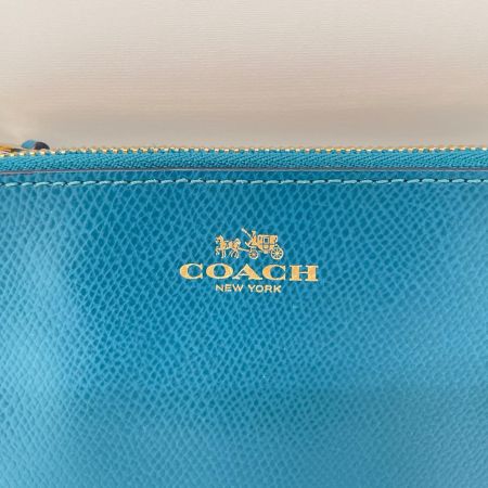 COACH コーチ クロスグレイン レザー コーナー ジップ リストレット  小物入れ ポーチ F54626 エメラルドグリーン