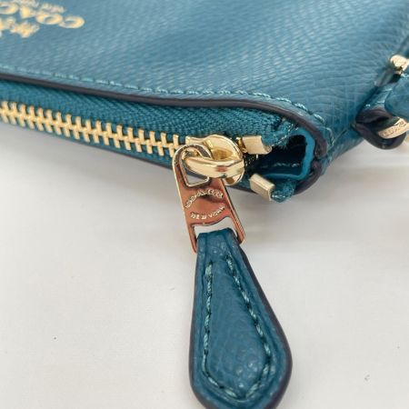 COACH コーチ クロスグレイン レザー コーナー ジップ リストレット  小物入れ ポーチ F54626 エメラルドグリーン