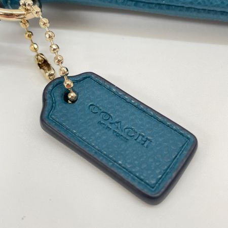 COACH コーチ クロスグレイン レザー コーナー ジップ リストレット  小物入れ ポーチ F54626 エメラルドグリーン