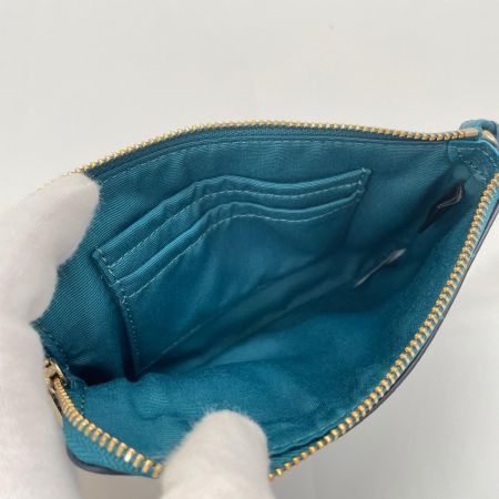 COACH コーチ クロスグレイン レザー コーナー ジップ リストレット  小物入れ ポーチ F54626 エメラルドグリーン