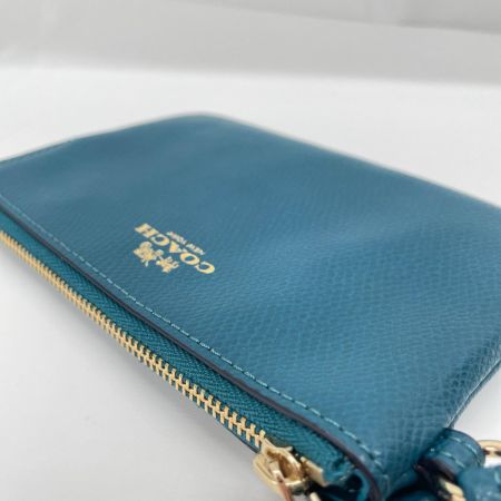 COACH コーチ クロスグレイン レザー コーナー ジップ リストレット  小物入れ ポーチ F54626 エメラルドグリーン