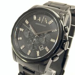  ARMANI アルマーニ アルマーニ エクスチェンジ クロノグラフ クォーツ 腕時計 AX2093 ブラック Aランク