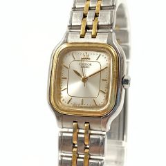  SEIKO セイコー CREDOR クレドール 18KT BEZEL ベゼル クォーツ 腕時計 4J81-5A00 シルバー x ゴールド Dランク