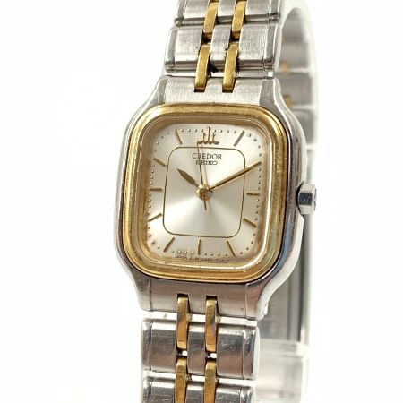  SEIKO セイコー CREDOR クレドール 18KT BEZEL ベゼル クォーツ 腕時計 4J81-5A00 シルバー x ゴールド