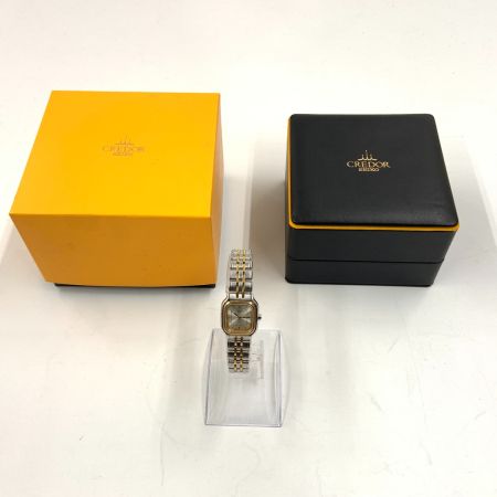  SEIKO セイコー CREDOR クレドール 18KT BEZEL ベゼル クォーツ 腕時計 4J81-5A00 シルバー x ゴールド