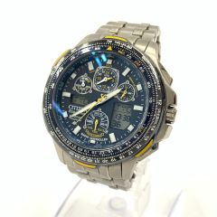  CITIZEN シチズン プロマスター SKYエコドライブ ブルーエンジェルスモデル ソーラー 電波 腕時計 PMV65-2261 ブルー x シルバー Cランク