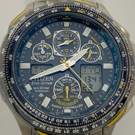  CITIZEN シチズン プロマスター SKYエコドライブ ブルーエンジェルスモデル ソーラー 電波 腕時計 PMV65-2261 ブルー x シルバー