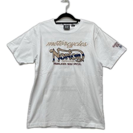  NORTON メンズ 半袖Tシャツ ネイティブカラー刺繍 フェザー柄 SIZE M ホワイト