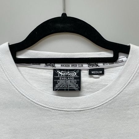  NORTON メンズ 半袖Tシャツ ネイティブカラー刺繍 フェザー柄 SIZE M ホワイト