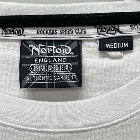  NORTON メンズ 半袖Tシャツ ネイティブカラー刺繍 フェザー柄 SIZE M ホワイト