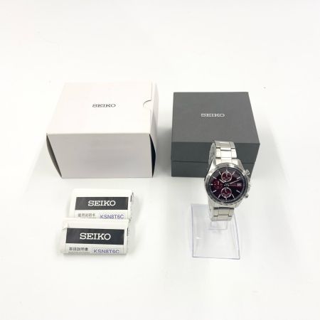 SEIKO セイコー スピリット クロノグラフ メンズ クォーツ 腕時計 KSN8T6C シルバー  x レッド