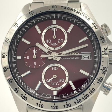  SEIKO セイコー スピリット クロノグラフ メンズ クォーツ 腕時計 KSN8T6C シルバー  x レッド