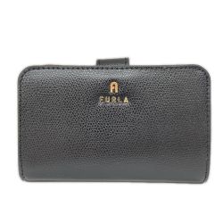 〇〇 FURLA フルラ レディース 二つ折り財布 カメリア コンパクトウォレット WP00314 NERO(ネロ) Aランク