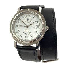  HERMES エルメス クリッパー デイト GMT 自動巻き 腕時計 CL5.710 ﾎﾜｲﾄ Bランク