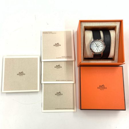  HERMES エルメス クリッパー デイト GMT 自動巻き 腕時計 CL5.710 ﾎﾜｲﾄ