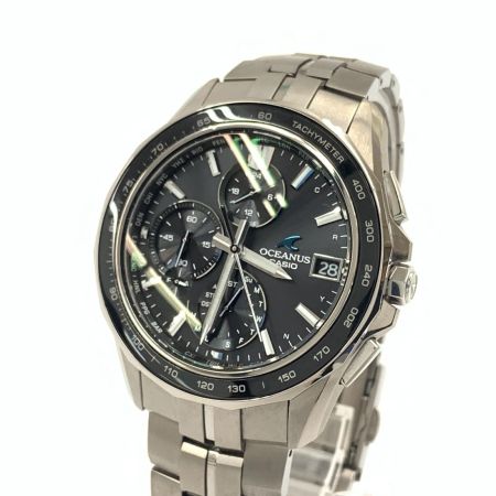  CASIO カシオ OCEANUS オシアナス マンタ シリーズ メンズ ソーラー 電波 クォーツ 腕時計 0CW-S7000 シルバー  x ブラック