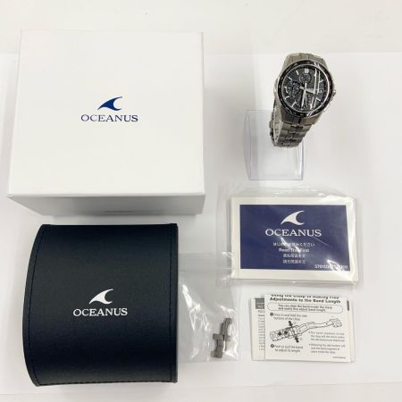  CASIO カシオ OCEANUS オシアナス マンタ シリーズ メンズ ソーラー 電波 クォーツ 腕時計 0CW-S7000 シルバー  x ブラック