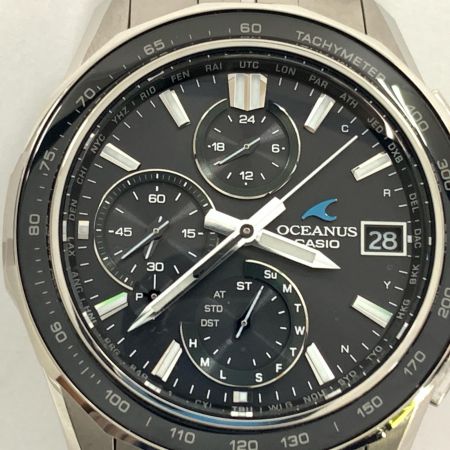  CASIO カシオ OCEANUS オシアナス マンタ シリーズ メンズ ソーラー 電波 クォーツ 腕時計 0CW-S7000 シルバー  x ブラック