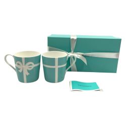 〇〇 Tiffany & Co. ティファニー ブルーボウマグ ブルー リボン ペア マグカップ  未使用 Sランク