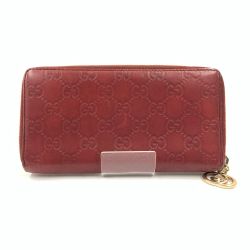 〇〇 GUCCI グッチ GG シマ ラウンドファスナー 長財布 212110-0416 レッド Cランク