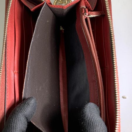  GUCCI グッチ GG シマ ラウンドファスナー 長財布 212110-0416 レッド