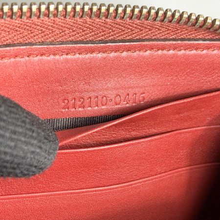  GUCCI グッチ GG シマ ラウンドファスナー 長財布 212110-0416 レッド