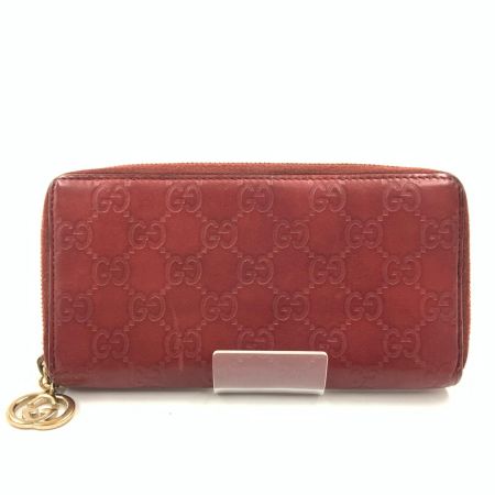  GUCCI グッチ GG シマ ラウンドファスナー 長財布 212110-0416 レッド