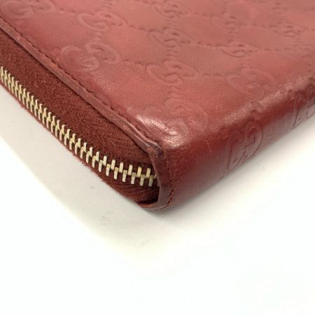  GUCCI グッチ GG シマ ラウンドファスナー 長財布 212110-0416 レッド