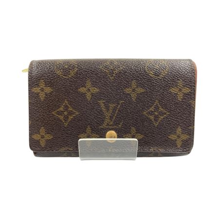  LOUIS VUITTON ルイヴィトン モノグラム ポルト モネ ビエ トレゾール 二つ折り財布 M61730 ブラウン 現状渡し