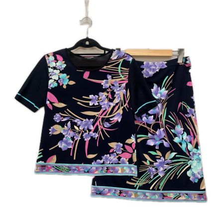 LEONARD レオナール レディース セットアップ スカート 花柄 size38 0139225 ネイビー