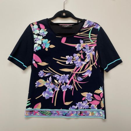LEONARD レオナール レディース セットアップ スカート 花柄 size38 0139225 ネイビー