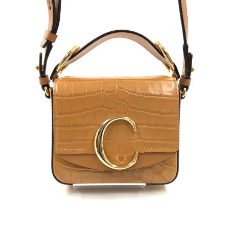  Chloe クロエ クロエシー ミニバッグ ハンドバッグ 2way ショルダーバッグ クロコ型押し ブラウン