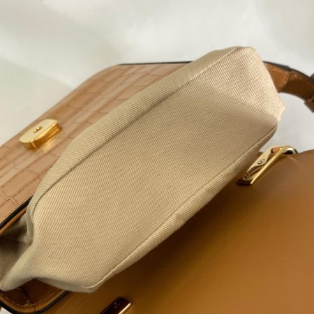  Chloe クロエ クロエシー ミニバッグ ハンドバッグ 2way ショルダーバッグ クロコ型押し ブラウン