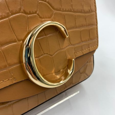  Chloe クロエ クロエシー ミニバッグ ハンドバッグ 2way ショルダーバッグ クロコ型押し ブラウン